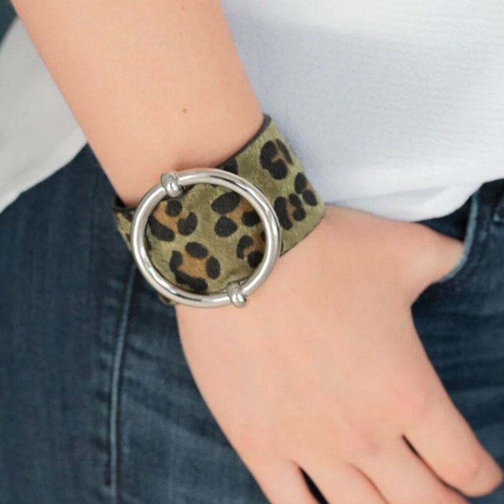 Paparazzi Jewelry Accessories - Asking FUR Trouble - Green Bracelet - Vintage